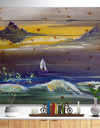 Sailing yacht in storm - Sea & Shore Painting Print on Natural Pine Wood