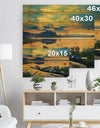 Boats on Water Twilight after Sunset - Sea & Shore Painting Print on Natural Pine Wood