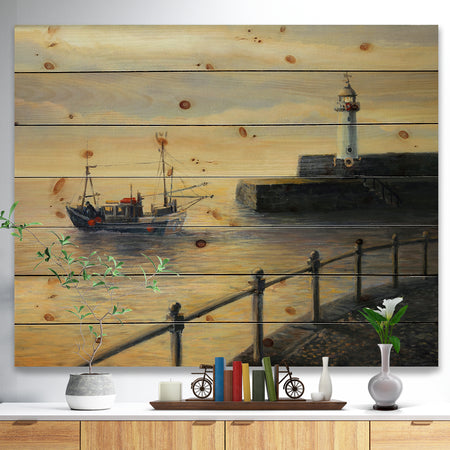 Memories of The Old Lighthouse - Sea & Shore Painting Print on Natural Pine Wood