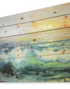 Small Wave in Sea Sunset - Contemporary Sea & Shore Painting Print on Natural Pine Wood