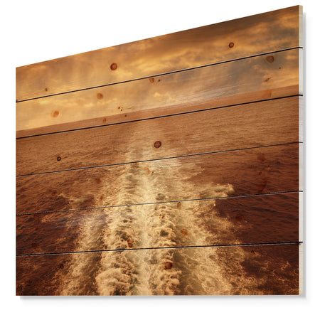 Dusk in the Ocean - Sea & Shore Painting Print on Natural Pine Wood