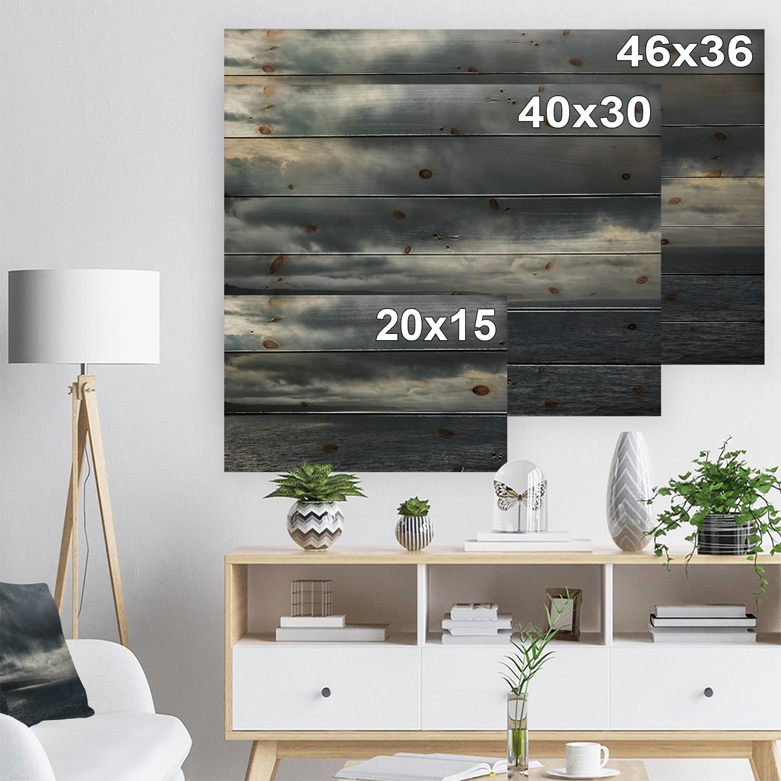 Morning Coastline - Sea & Shore Print on Natural Pine Wood