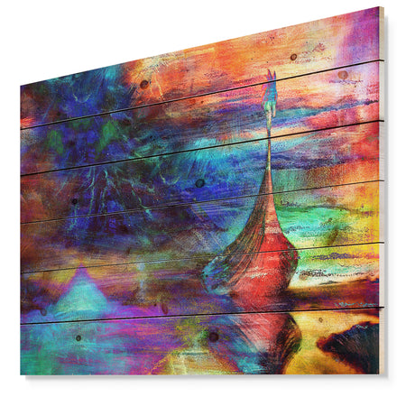Boat with Wood Dragon - Sea & Shore Painting Print on Natural Pine Wood