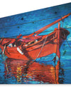 Red Boat over the ocean - Sea & Shore Painting Print on Natural Pine Wood