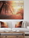 Coconut in Golden Sunset - Landscapes Sea & Shore Photographic Print on Natural Pine Wood