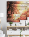 Coconut in Golden Sunset - Landscapes Sea & Shore Photographic Print on Natural Pine Wood