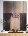 Bridge the inscription Jesus - Landscapes Spiritual Religious Print on Natural Pine Wood