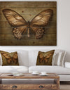 Vintage Butterfly - Vintage Painting Print on Natural Pine Wood