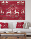 Lovely Reindeer Christmas Pattern with Crystal Flakes - Print on Natural Pine Wood