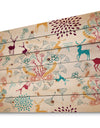 Yellow Blue Brown Reindeer christmas pattern - Print on Natural Pine Wood