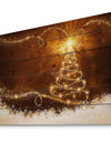 Golden Christal Tree Star on White Snow Flakes - Print on Natural Pine Wood