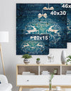 Blue Merry Christmas Reindeer Snow Crystal Pattern - Print on Natural Pine Wood