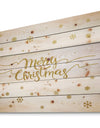 Merry Christmas Handwritten Wish on white and gold - Print on Natural Pine Wood