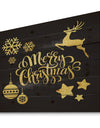 Handwritten Merry Christmas wish with Reindeer, Star, Christmas Tree Balls - Print on Natural Pine Wood