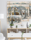 Evening winter scene in Mountains with Christmas Tree - Print on Natural Pine Wood