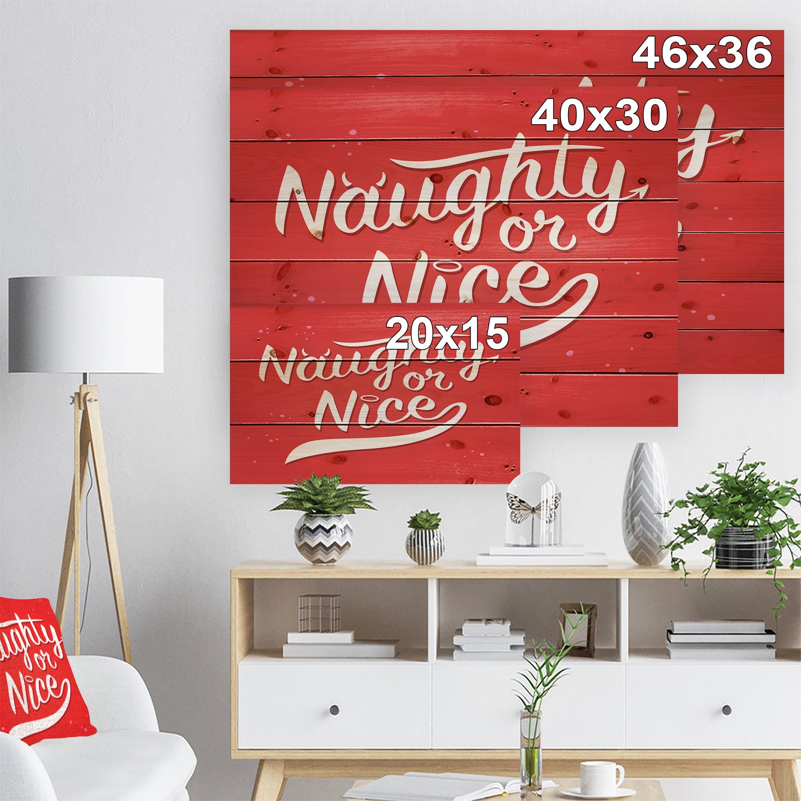 Christmas Naughty or Nice - Print on Natural Pine Wood