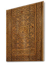 Old Carved Wooden Door - Vintage Print on Natural Pine Wood