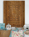 Old Carved Wooden Door - Vintage Print on Natural Pine Wood