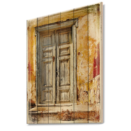 Old Traditional Greek Doors - Vintage Print on Natural Pine Wood