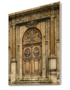 Old Wooden Door With Carvings in Paris, France - Vintage Print on Natural Pine Wood