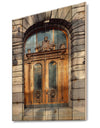 Antique Door with Lion Shaped Knockers in Helsinki, Finland - Vintage Print on Natural Pine Wood