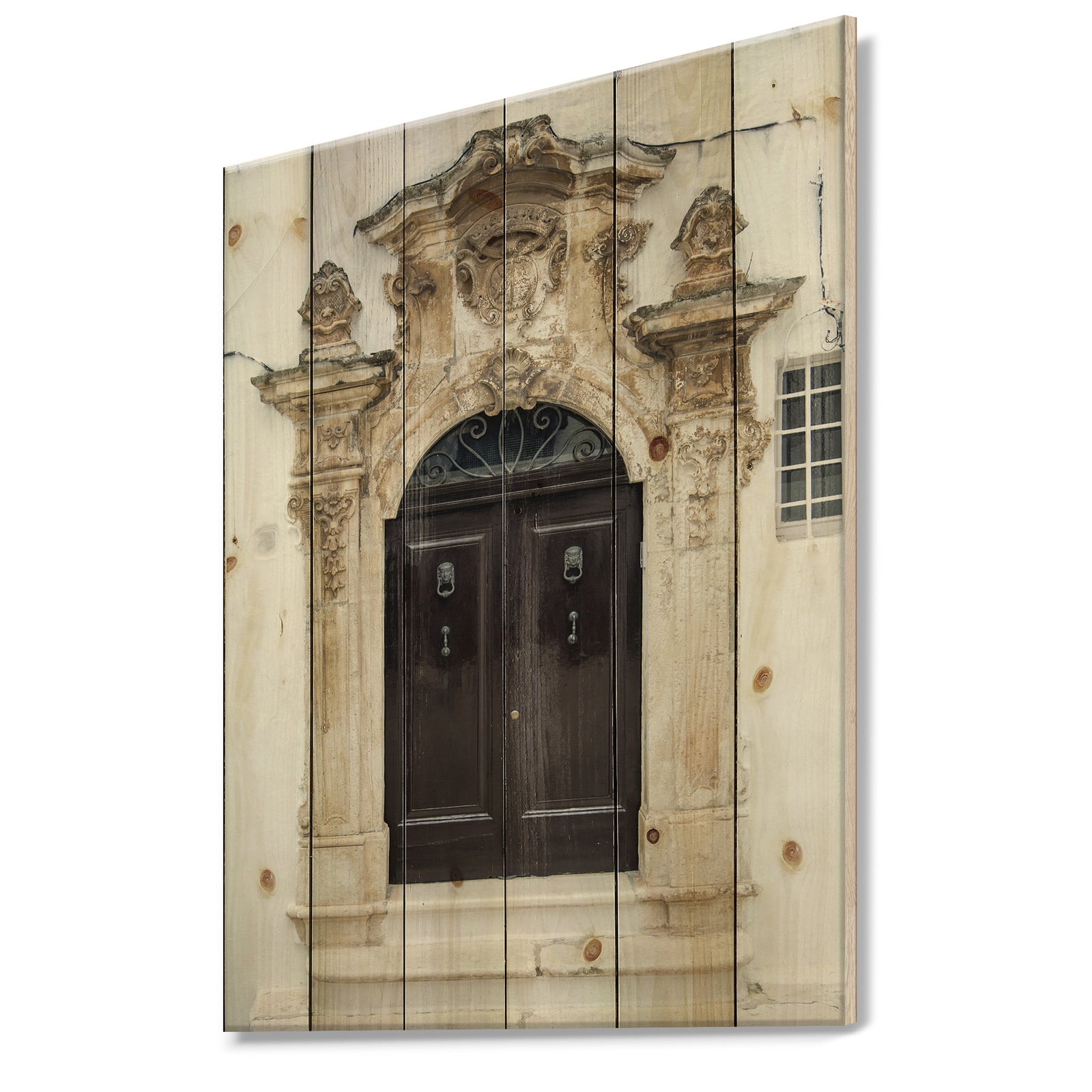 Old door Bari Italy - Vintage Print on Natural Pine Wood