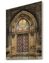 Ornate Entrance of Church in Prague - Vintage Print on Natural Pine Wood