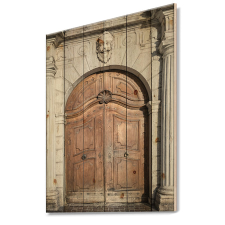 Arched Medieval Palace Door - Vintage Print on Natural Pine Wood
