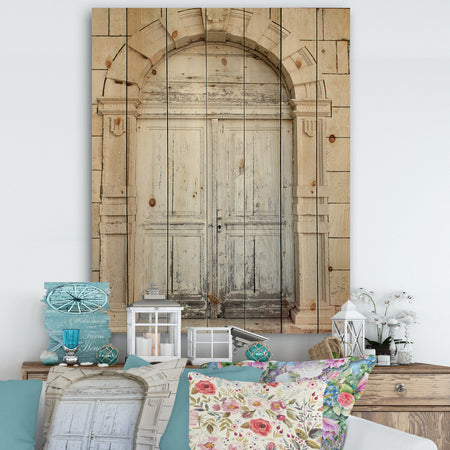 Vintage Italian Door - Vintage Print on Natural Pine Wood