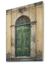 Green Door in Sicily - Vintage Print on Natural Pine Wood