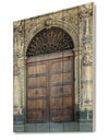 Old Door in Catania, Italy - Vintage Print on Natural Pine Wood