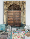 Old Door in Catania, Italy - Vintage Print on Natural Pine Wood