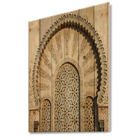 Morocco Mosque Door - Vintage Print on Natural Pine Wood
