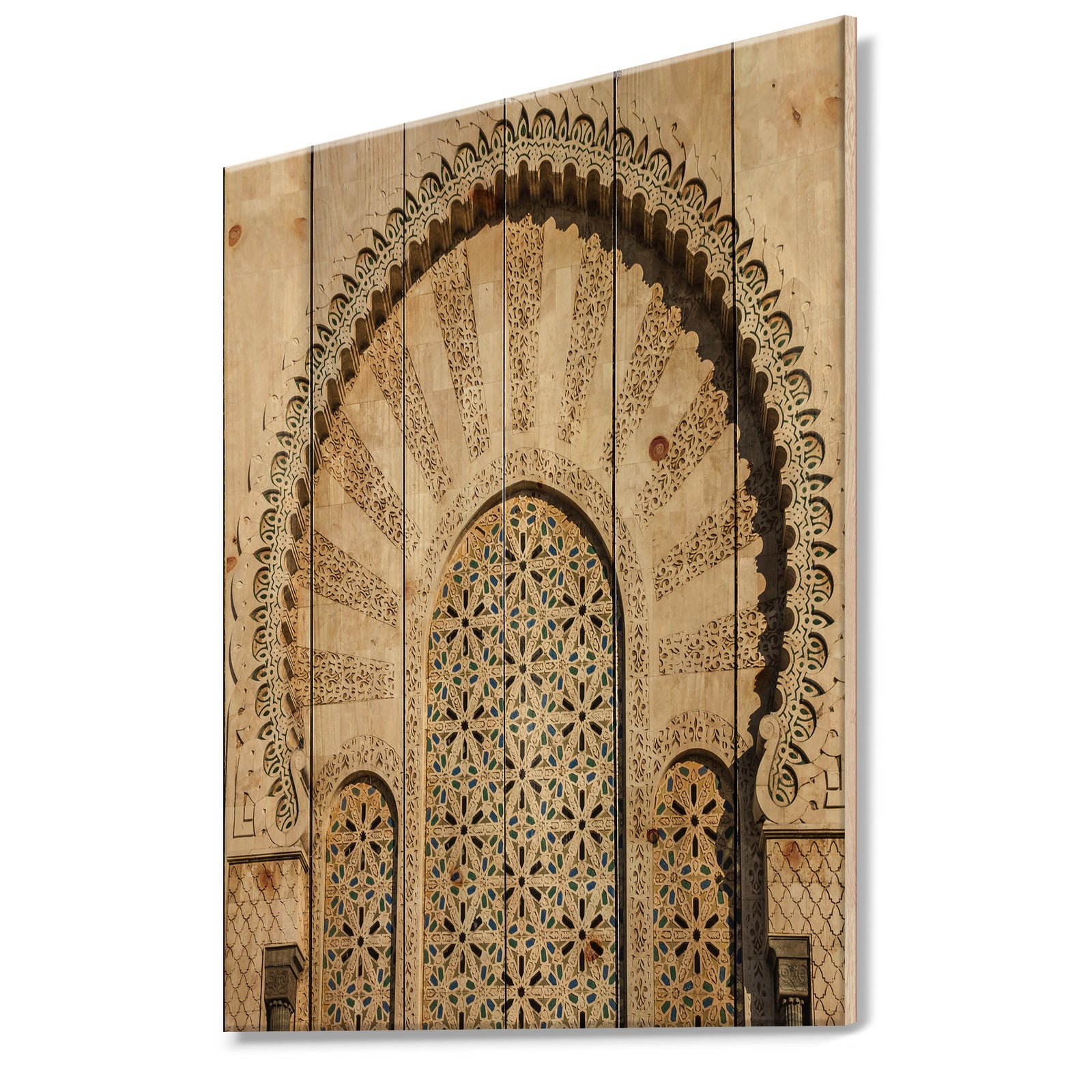 Morocco Mosque Door - Vintage Print on Natural Pine Wood