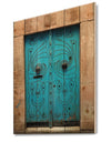 Vintage Arabic Blue Door - Vintage Print on Natural Pine Wood