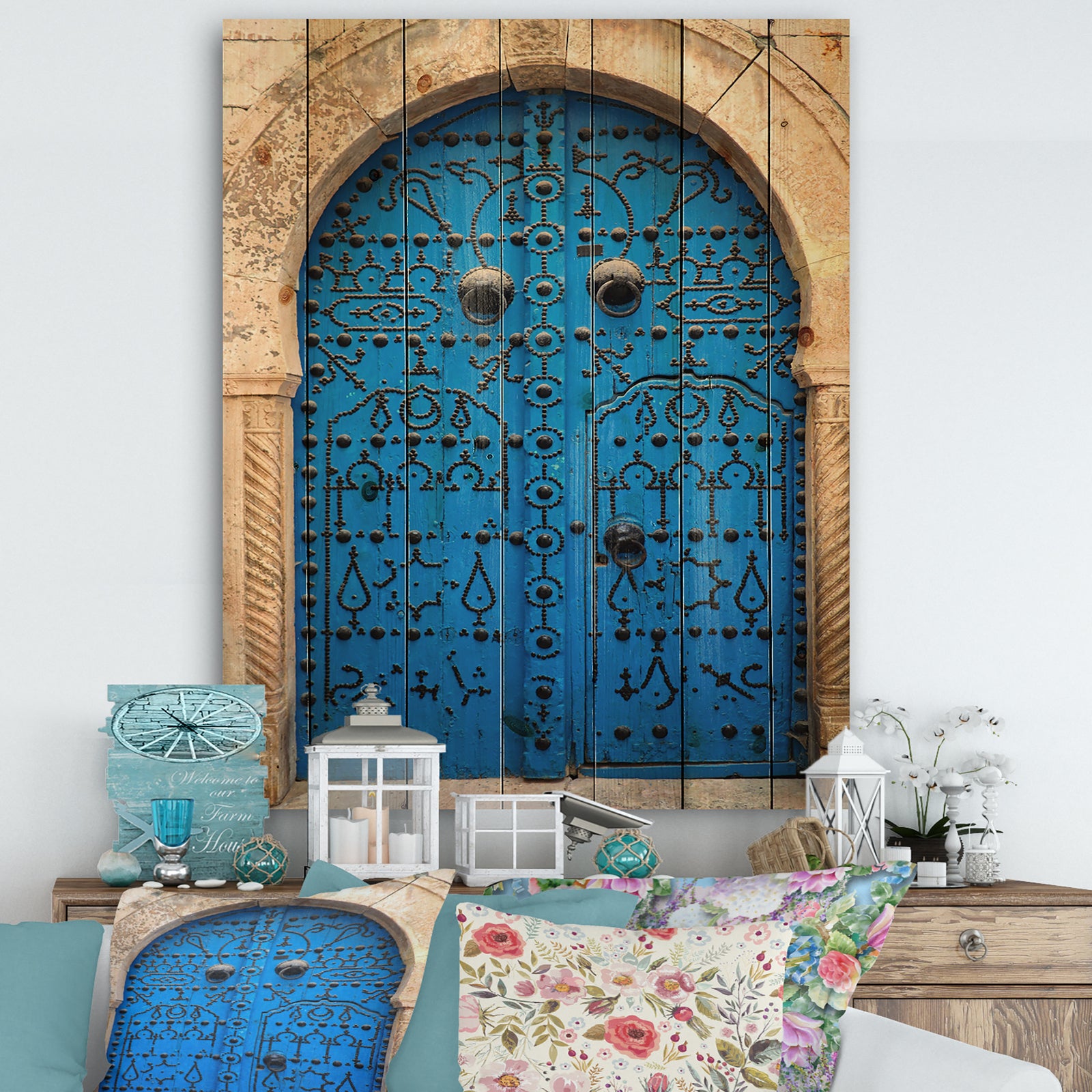 Vintage North African Door - Vintage Print on Natural Pine Wood