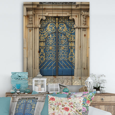 Lavish Old-European Door Vintage - Vintage Print on Natural Pine Wood