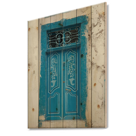 Vintage Door in Tunesia - Vintage Print on Natural Pine Wood