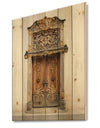 Old Door With Gold Ornaments - Vintage Print on Natural Pine Wood