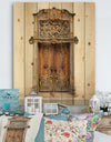 Old Door With Gold Ornaments - Vintage Print on Natural Pine Wood