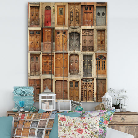 Art Nouveau Doors - Vintage Print on Natural Pine Wood