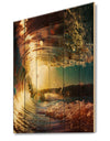 Colored Ocean Waves Falling Down III - Modern Seashore Print on Natural Pine Wood