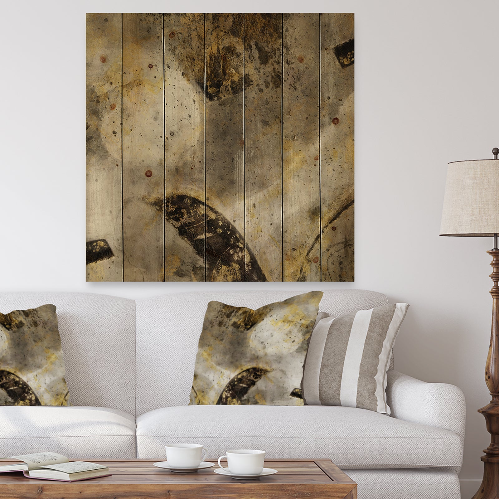 Glam Gold Desert Neutral - Modern & Contemporary Print on Natural Pine Wood