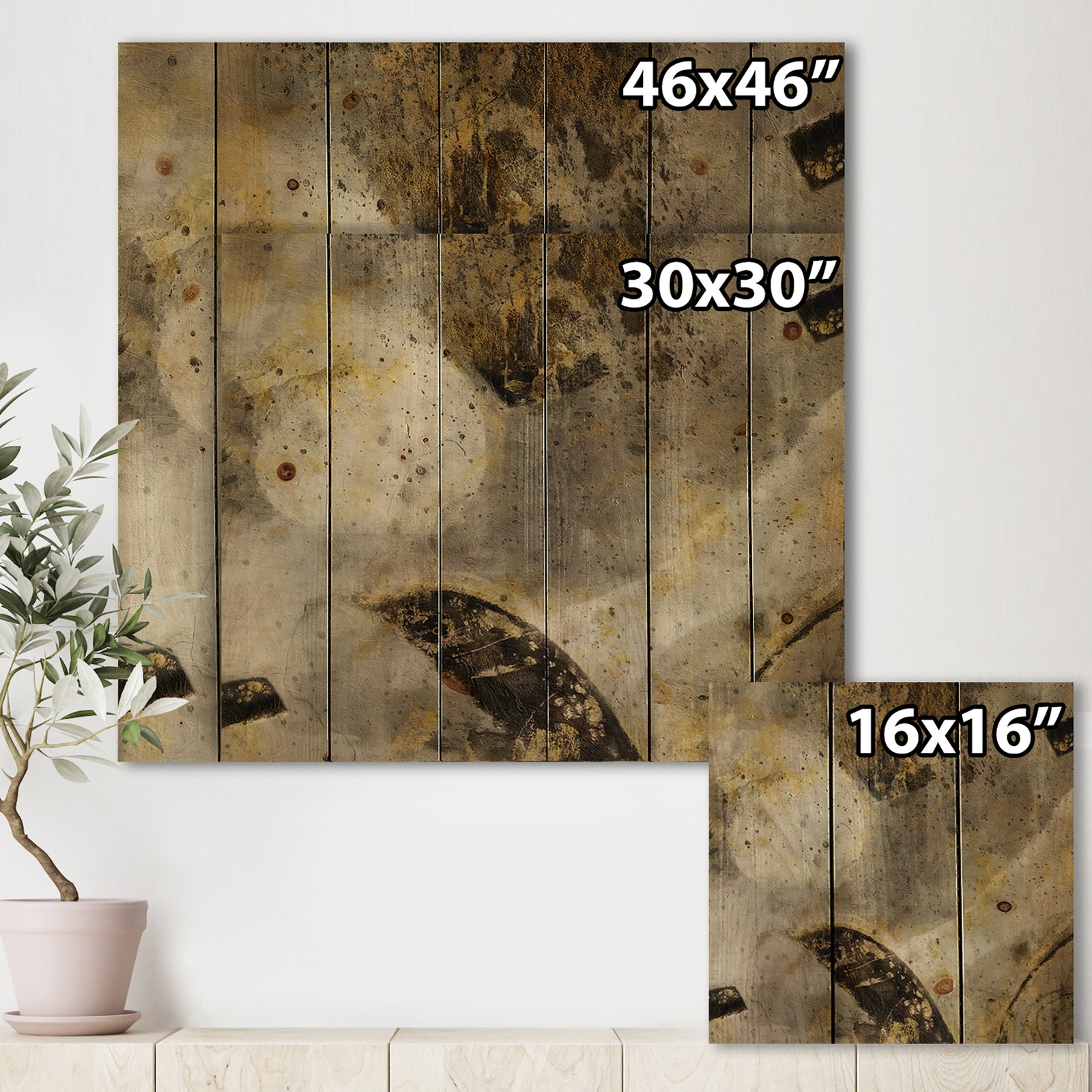 Glam Gold Desert Neutral - Modern & Contemporary Print on Natural Pine Wood