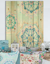 Watercolor mandalas IV - Floral & Botanical Print on Natural Pine Wood