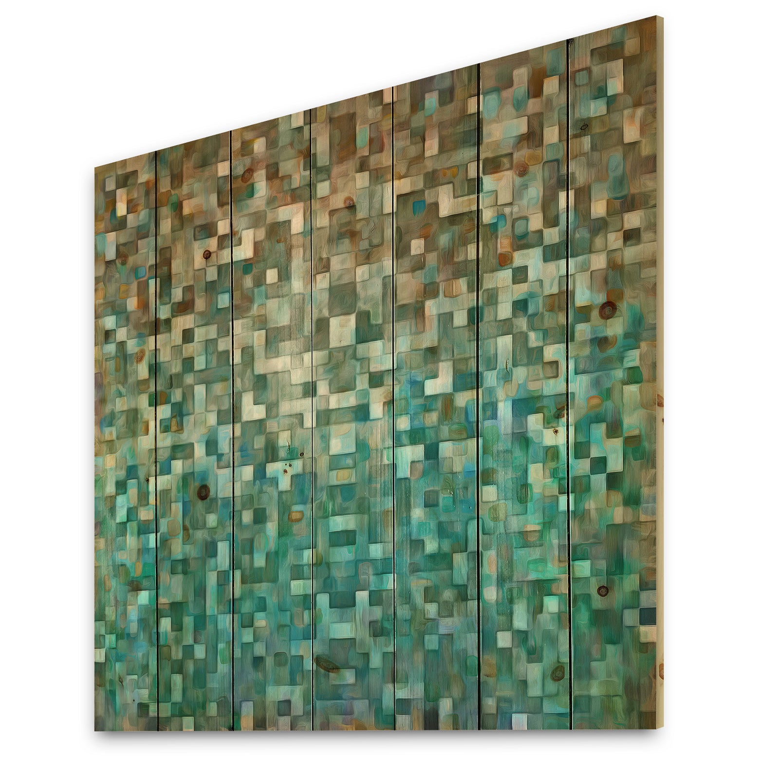 Blocked Abstract - Nautical & Coastal Print on Natural Pine Wood