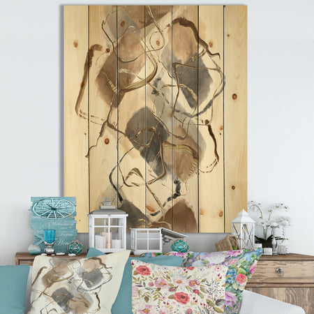 Gold Glam Squares III - Modern & Contemporary Print on Natural Pine Wood