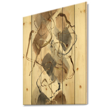Gold Glam Squares III - Modern & Contemporary Print on Natural Pine Wood