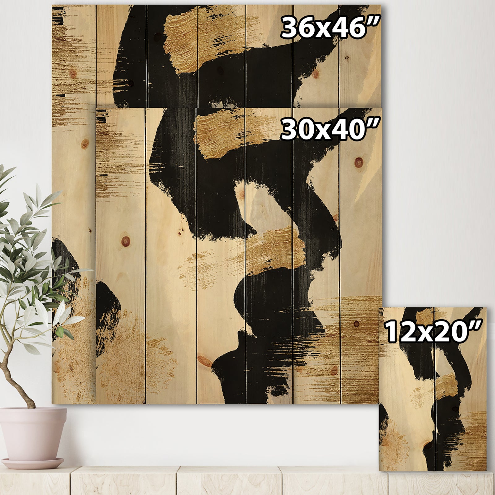 Glam Collage II - Modern & Contemporary Print on Natural Pine Wood
