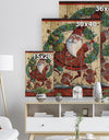 Frolic Santa with Gingerbread Men and Wreathe - Print on Natural Pine Wood